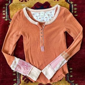 Free People / We the Free Railroad Henley Medium in rust/terra cotta color way